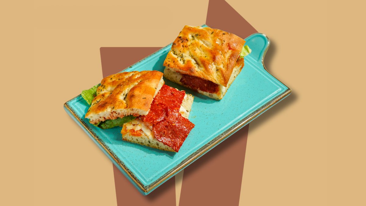 Panino con Beef Salami on house-made focaccia