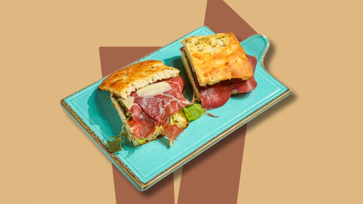 Panino con Bresaola on house-made focaccia