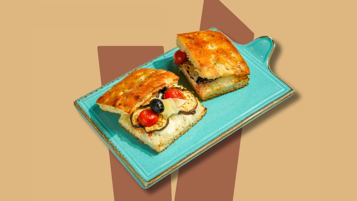 Panino al Verdura on house-made focaccia